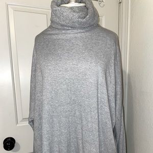 Gray turtleneck asymmetrical long sleeve top